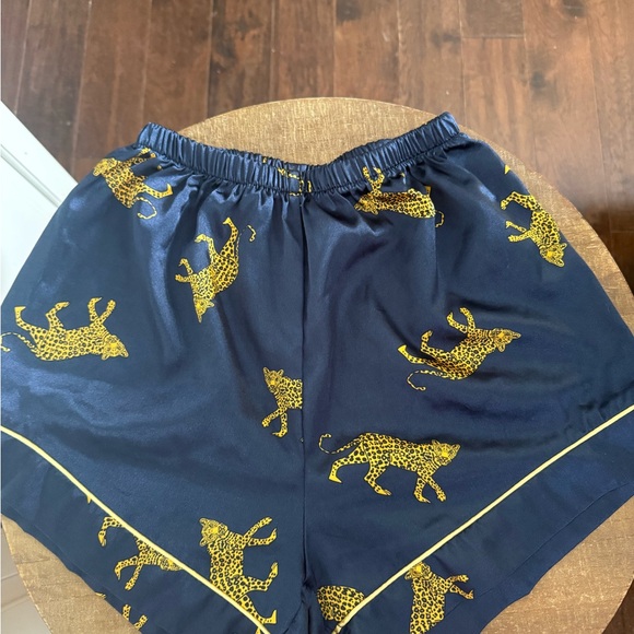 Navy Pajama Set with Yellow Leopard Print - Picture 3 of 5